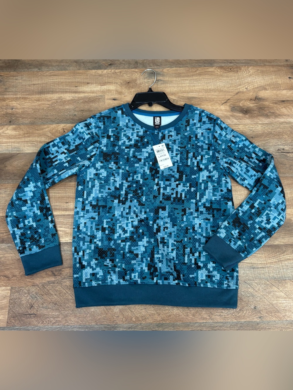 Ideology Blue Digital Camo Crewneck Sweater